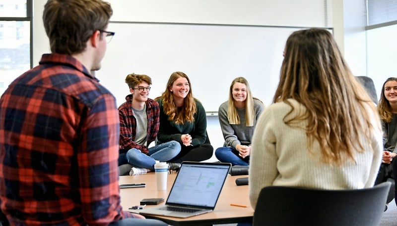 Students engaging in a leadership training session